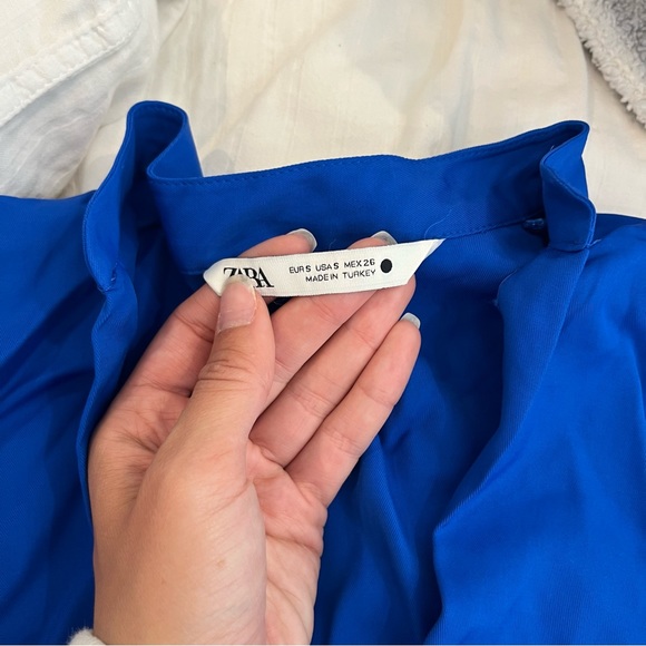 Zara blue flowy SET blouse and wide pants - Picture 7 of 8